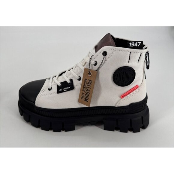 Palladium Womens Ankle Boots Revolt HI TX Black & White Canvas Boots Size 9 - Picture 9 of 11